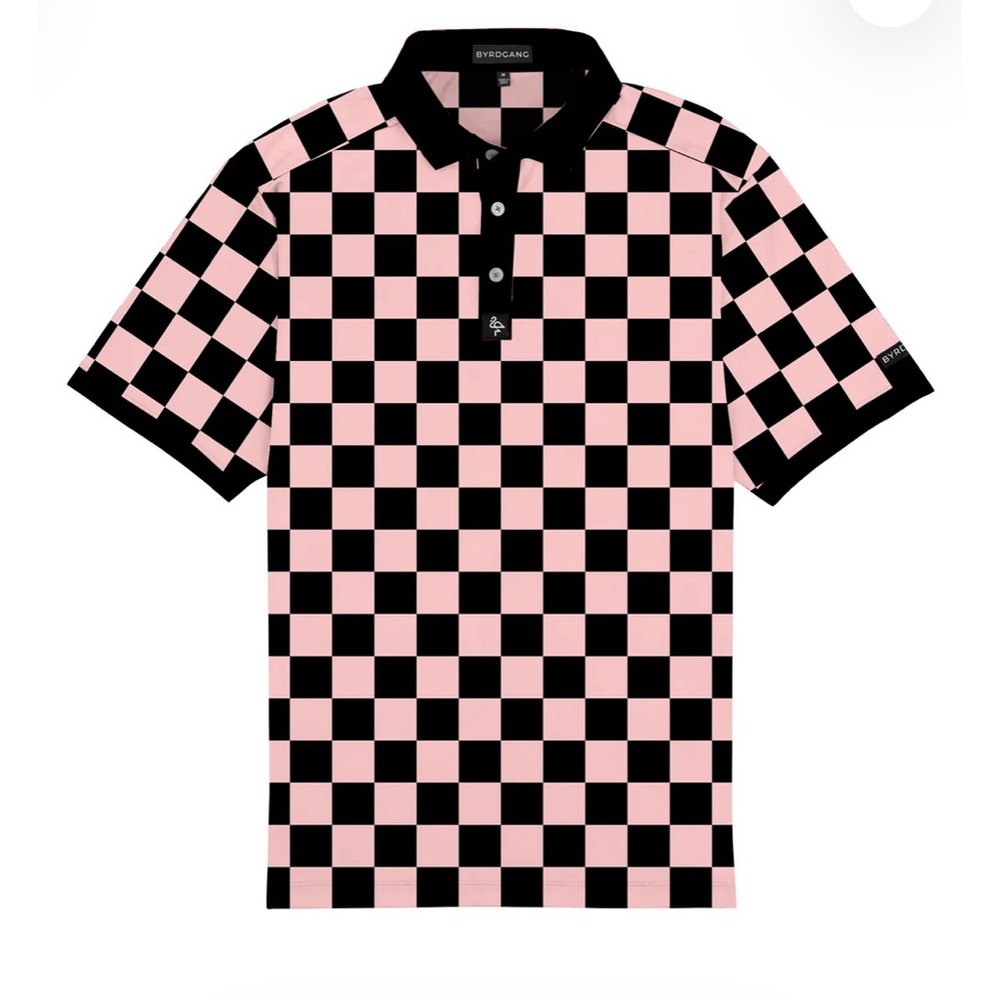 Pink/black checkered golf polo size xxl